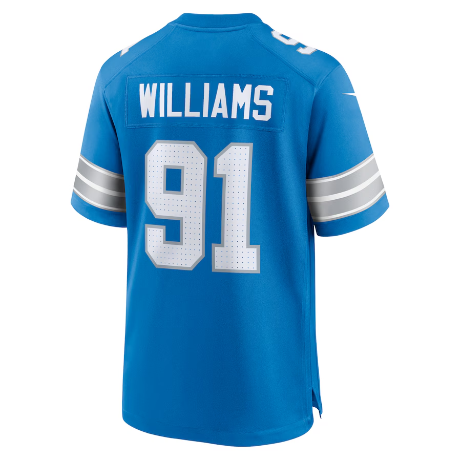 Men's Detroit Lions Tyleik Williams Blue 2025 NFL Draft First Round Pick Game Jersey