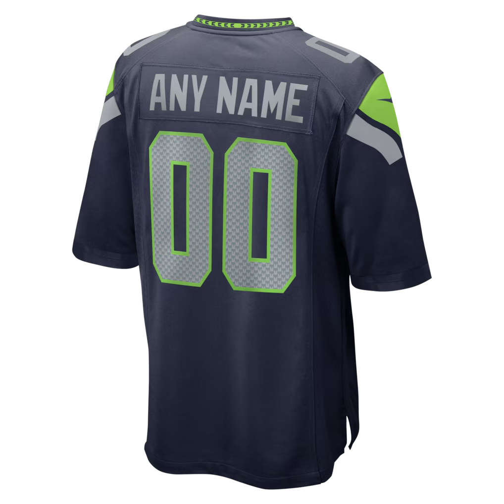 Men's Seattle Seahawks College Navy Super Bowl LX Patch Custom Game Jersey