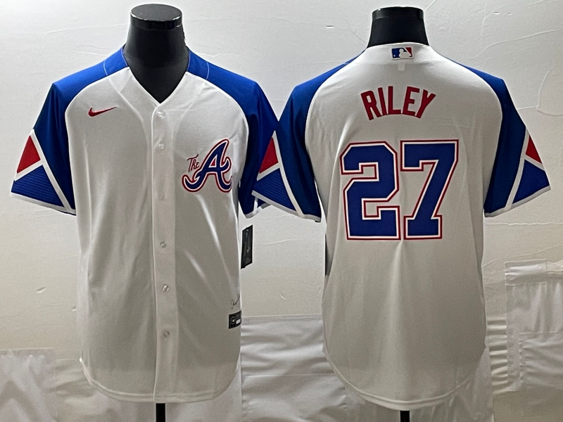 Men's Atlanta Braves Austin Riley White 2023 City Connect Replica Player Jersey1