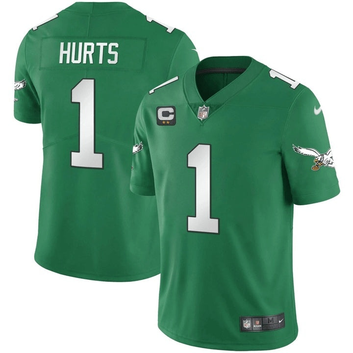 Men's Philadelphia Eagles Jalen Hurts Jersey-Two-star captain's patch