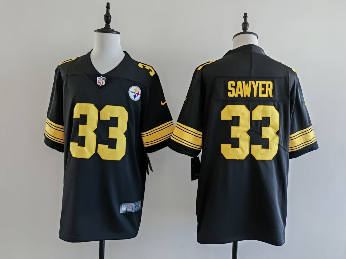Men's Pittsburgh Steelers Jack Sawyer Jersey - Black-yellow numbers