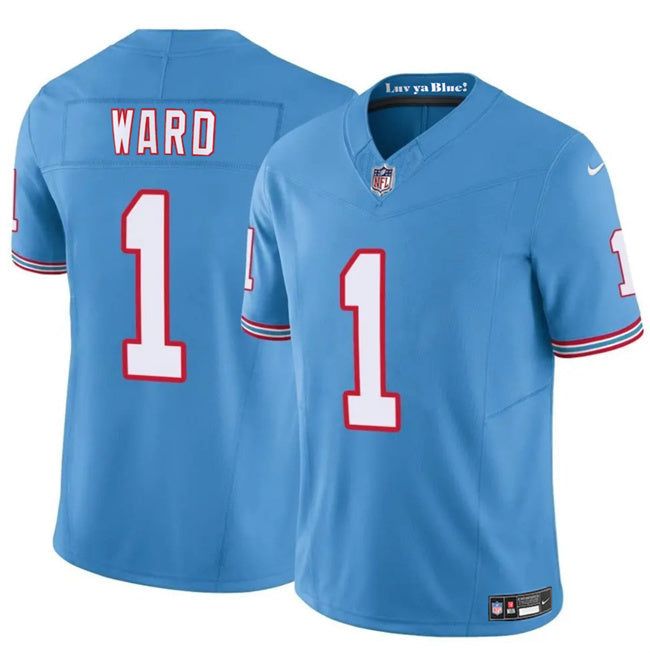Tennessee Titans Cameron Ward Light Blue 2025 NFL Vapor F.U.S.E. Limited Jersey