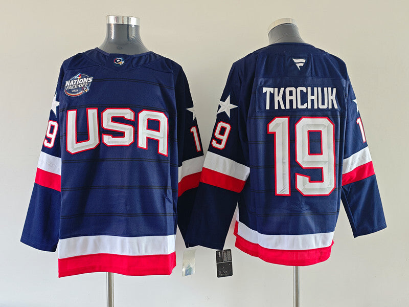 Men's United States 2025 4 Nations Face-Off Matthew Tkachuk #19 Fanatics Navy Breakaway Jersey