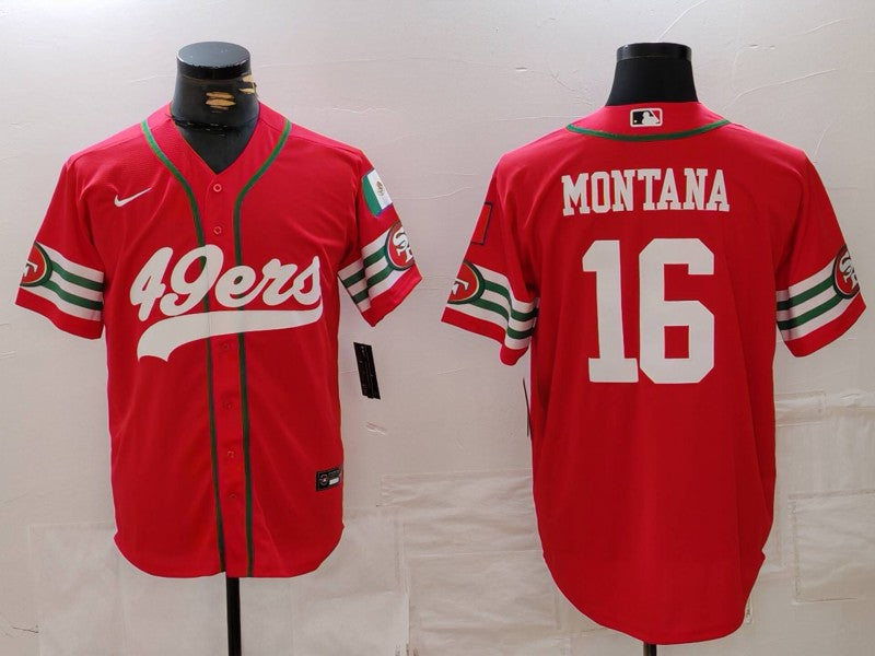 Men's San Francisco 49ers Joe Montana Scarlet Game Player Jersey