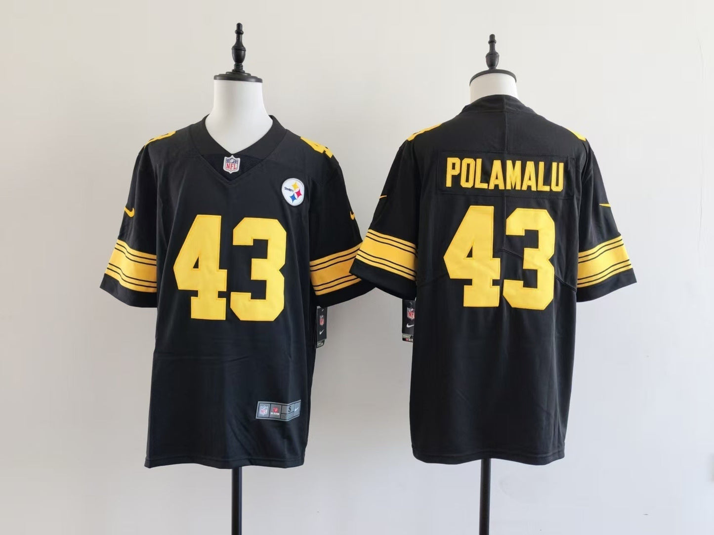 Men's Pittsburgh Steelers Troy Polamalu Jersey - Black-yellow numbers