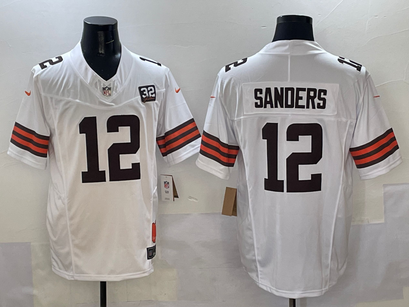 Men's Cleveland Browns Shedeur Sanders #12 White 2025 NFL active 2nd Alternate Game Jersey