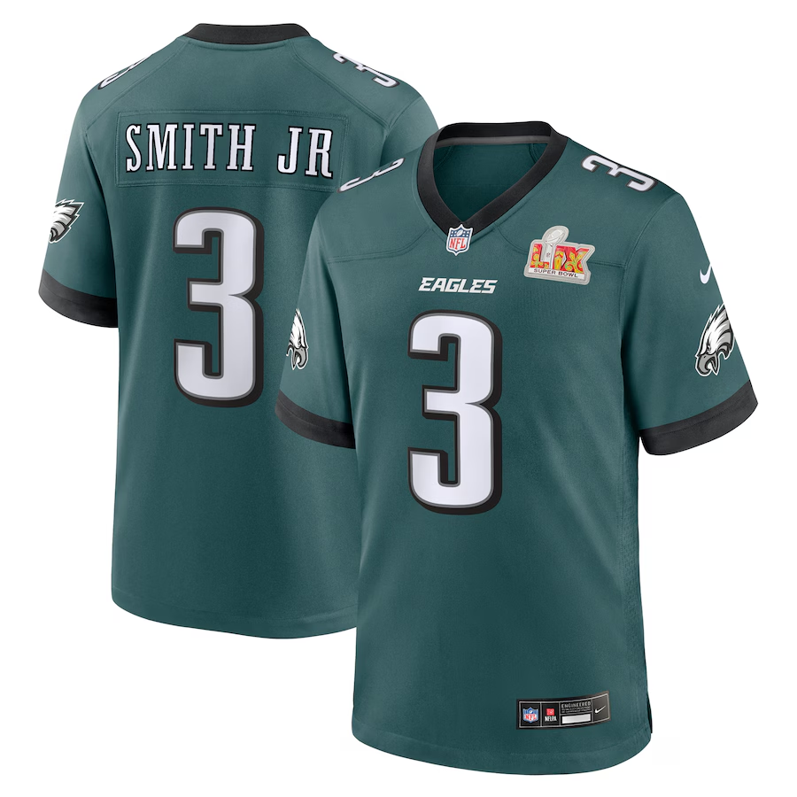 Men's Philadelphia Eagles Nolan Smith Midnight Green Super Bowl LIX Game Jersey