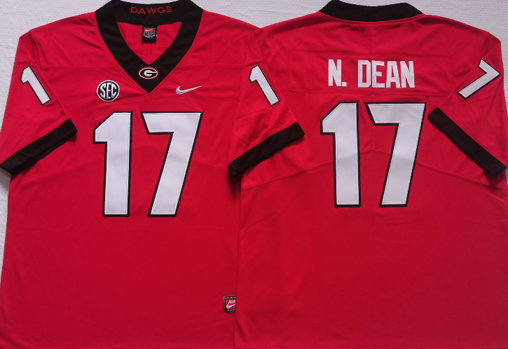 Men's Georgia Bulldogs Nakobe Dean Red Player Game Jersey
