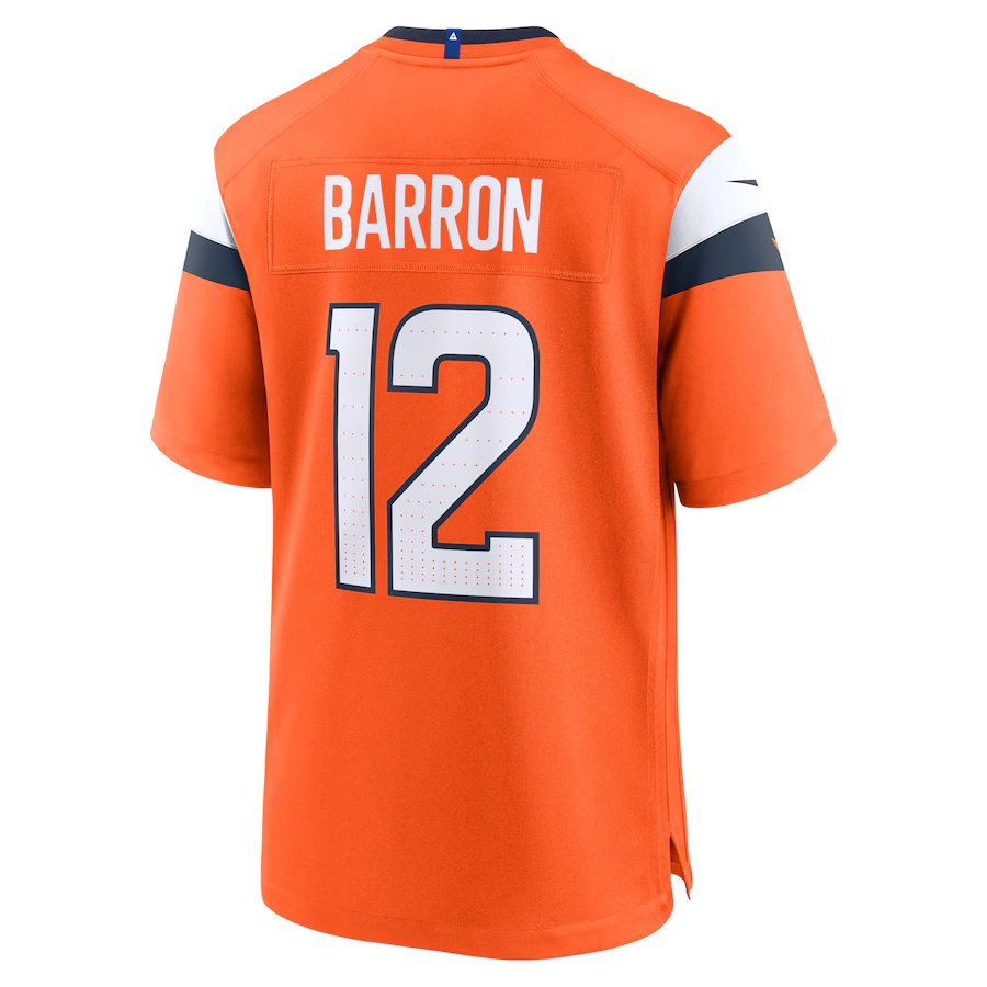 Men's Denver Broncos Jahdae Barron Orange 2025 NFL Draft First Round Pick Game Jersey