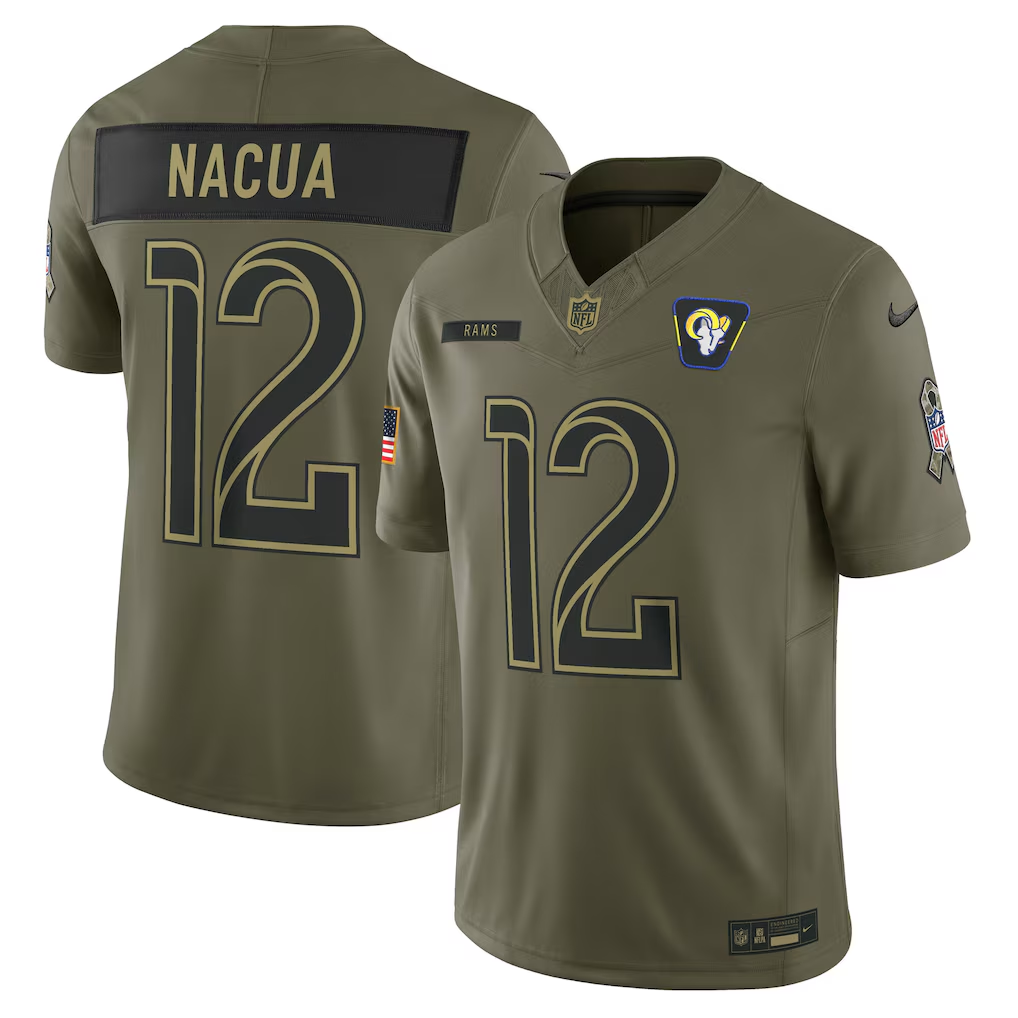 Men's Los Angeles Rams Puka Nacua Olive 2025 Salute to Service Limited Jersey