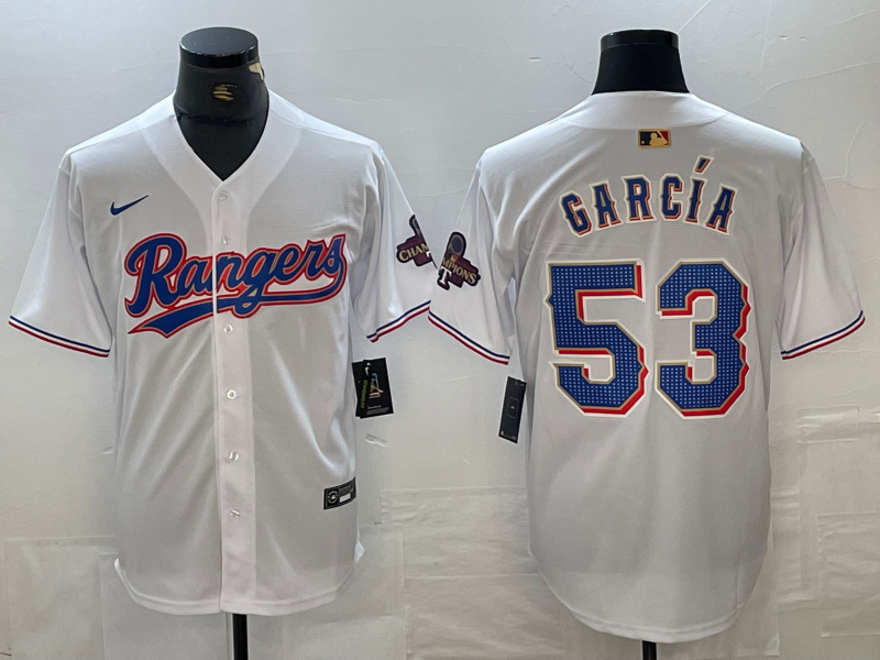 Men's Texas Rangers Adolis Garcia White 2024 Gold Collection Limited Player Jersey