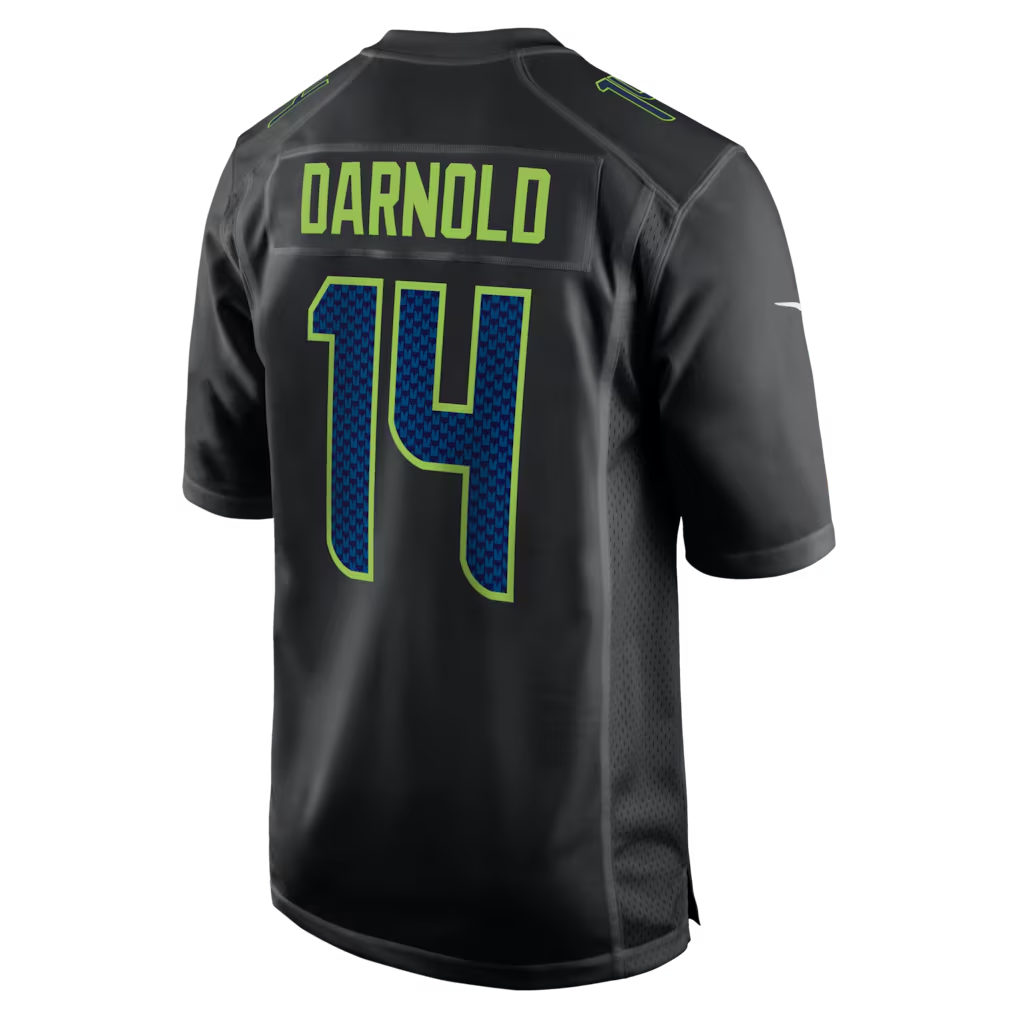 Men's Seattle Seahawks Sam Darnold Black Super Bowl LX Patch Carbon Fashion Game Jersey