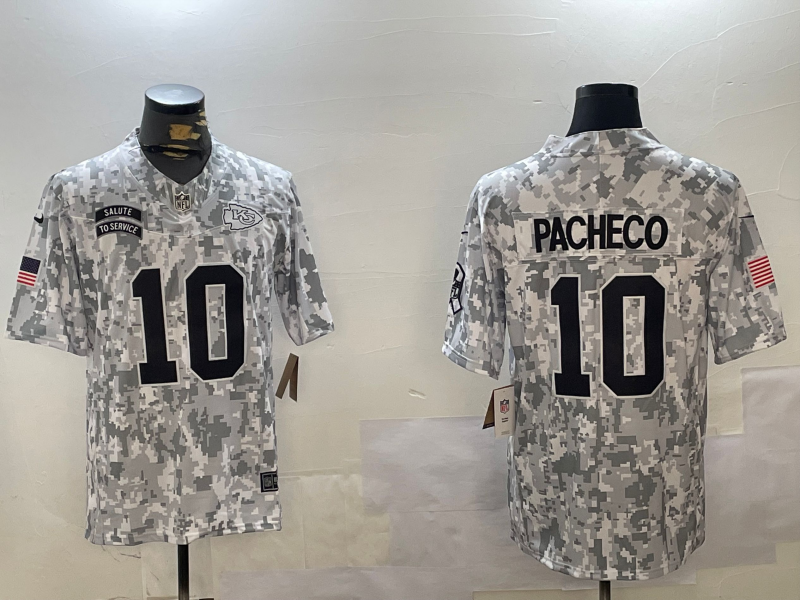Men's Kansas City Chiefs Isiah Pacheco Arctic Camo 2024 Salute to Service Limited Jersey