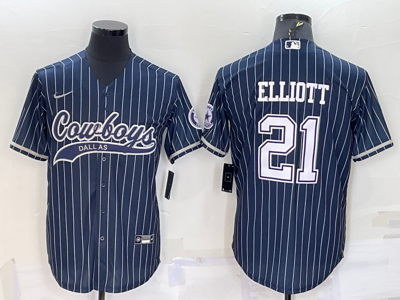 Men's Dallas Cowboys Ezekiel Elliott Navy Player Jersey Joint Edition