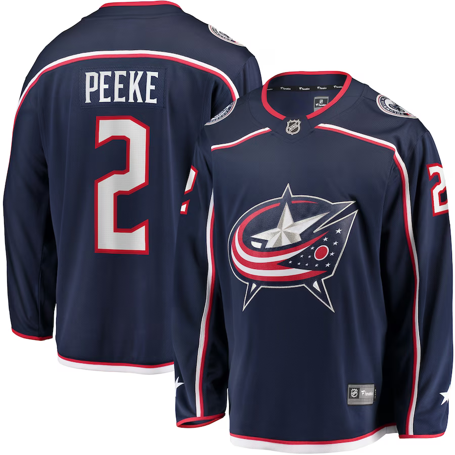 Men's Columbus Blue Jackets Andrew Peeke Navy Home Breakaway Player Jersey