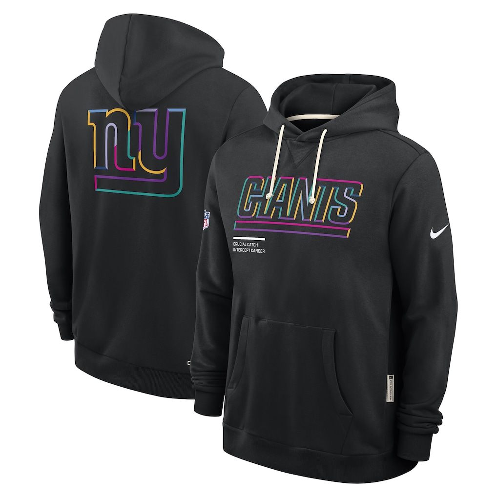 Men's New York Giants Black 2025 NFL Crucial Catch Sideline Standard Issue Dri-FIT Hoodie