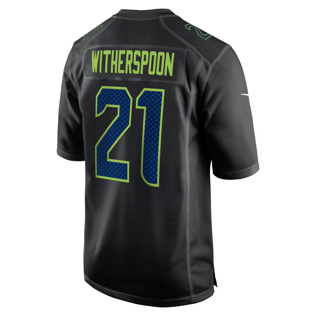 Men's Seattle Seahawks Devon Witherspoon Black Super Bowl LX Patch Carbon Fashion Game Jersey