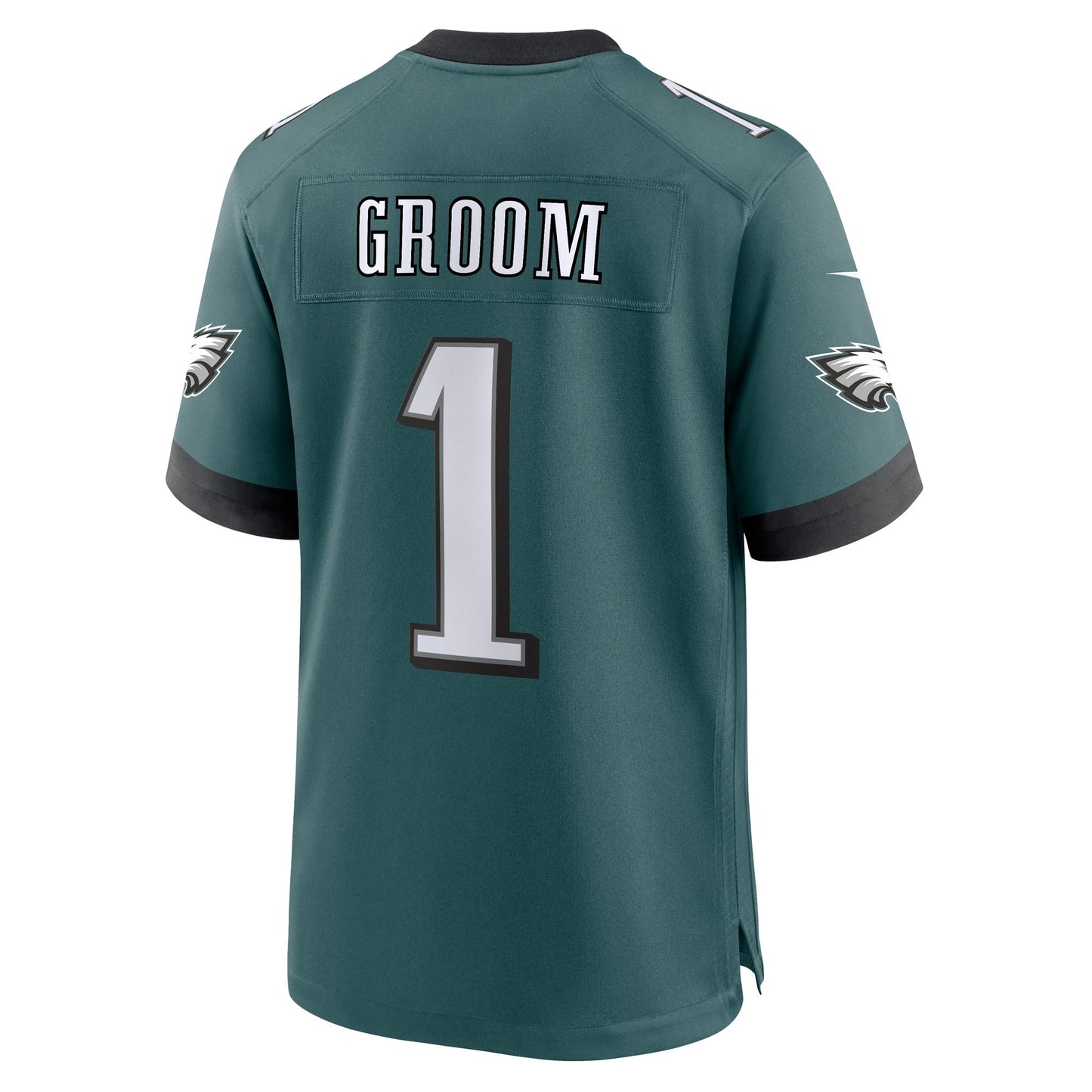 Number 1 Groom Philadelphia Eagles Game Jersey - Midnight Green