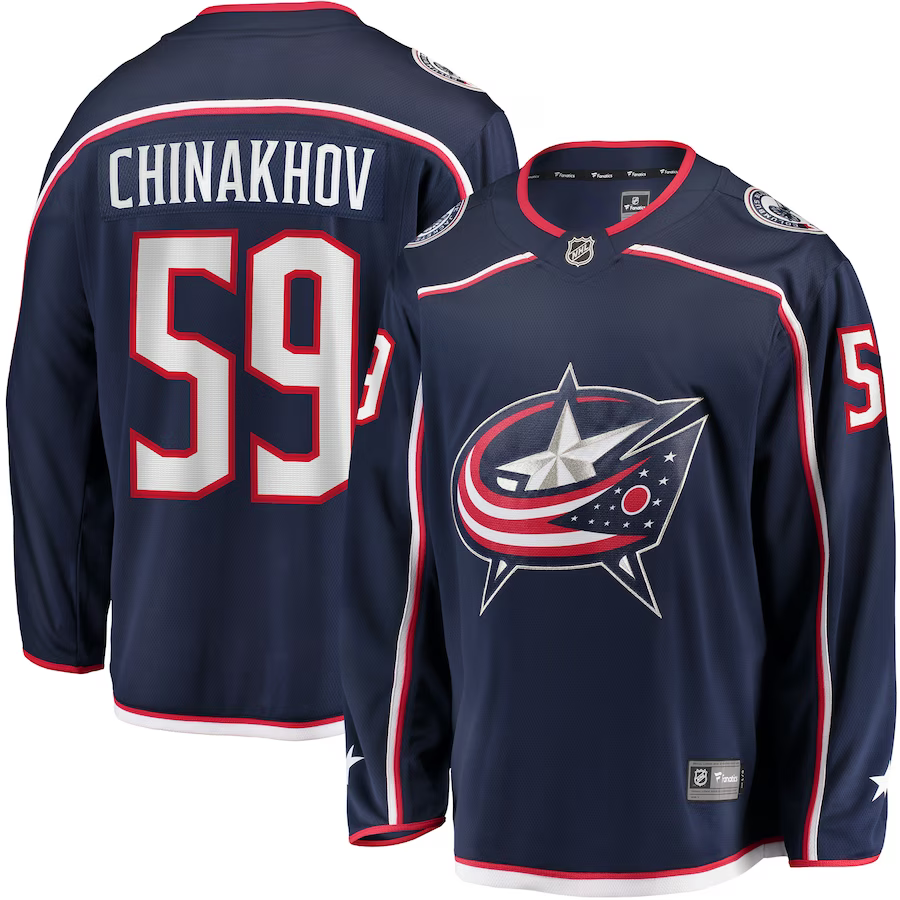 Men's Columbus Blue Jackets Yegor Chinakhov Navy Home Breakaway Player Jersey