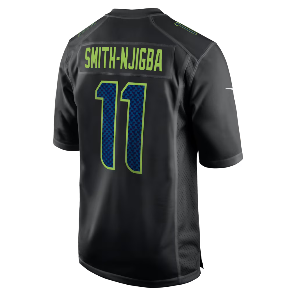 Men's Seattle Seahawks Jaxon Smith-Njigba Black Super Bowl LX Patch Carbon Fashion Game Jersey