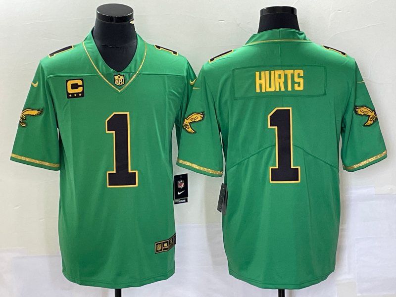 Men's Philadelphia Eagles Jalen Hurts Kelly Green Game Player Jersey