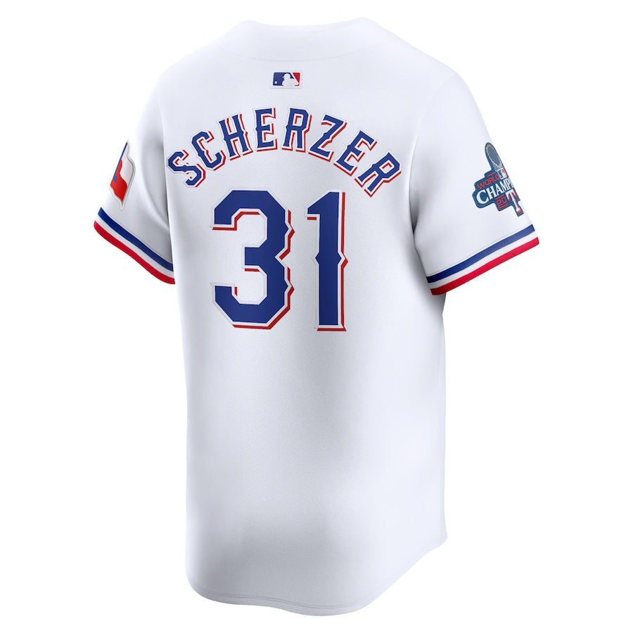Max Scherzer Texas Rangers Home 2023 World Series Champions Limited Shirt - White