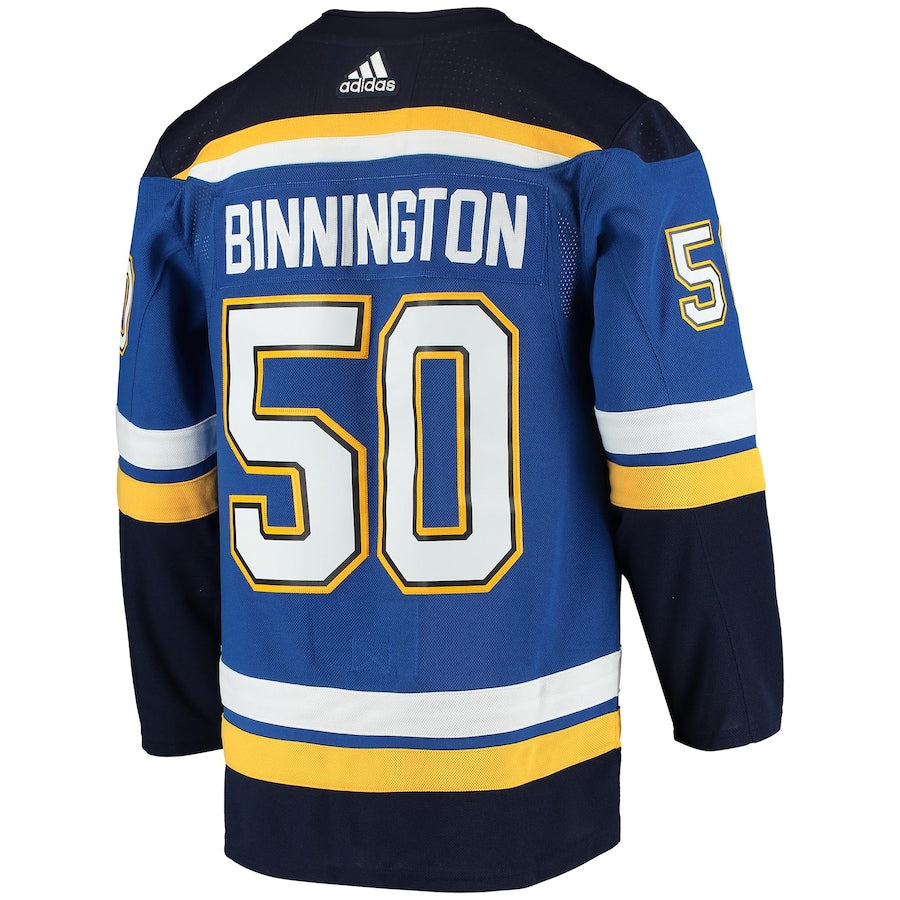 Men's St. Louis Blues Jordan Binnington Blue Home Authentic Player Jersey