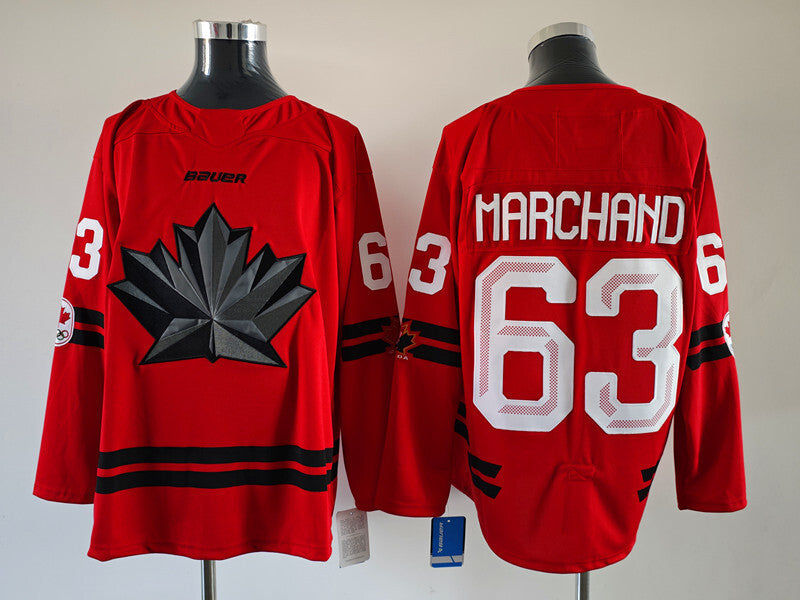 Men's Canada Hockey Brad Marchand #63 Red 2026 Winter Olympics Jersey