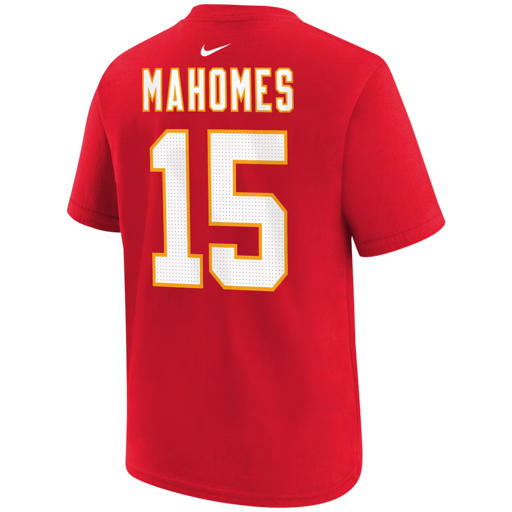 Kansas City Chiefs Patrick Mahomes Red Player Name & Number T-Shirt