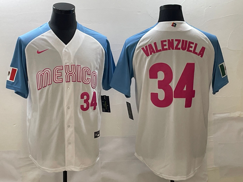 Men's 2023 World Baseball Classic Fernando Valenzuela Mexico White Player Jersey