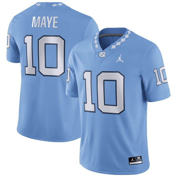 Drake Maye UNC College Football Game Jersey Carolina Blue