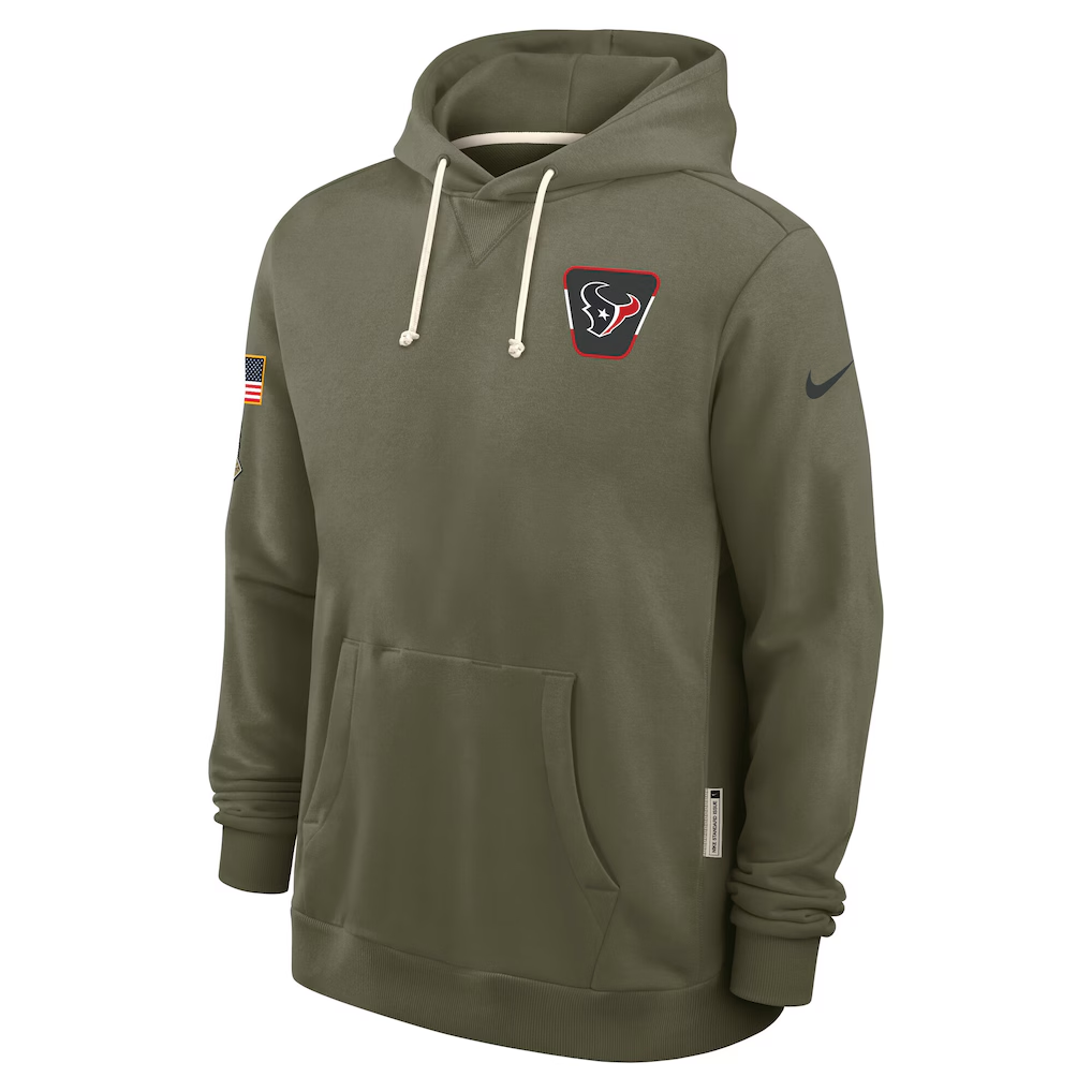 Men's Houston Texans Olive 2025 Salute to Service Sideline Standard Issue Dri-FIT Hoodie