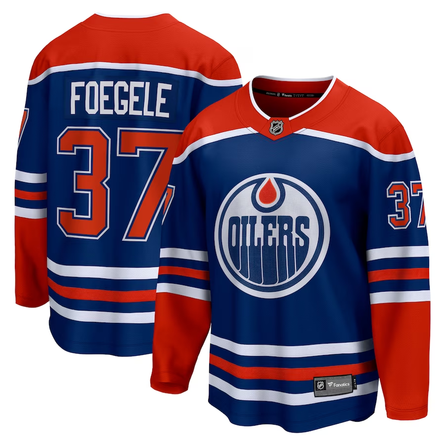 Men's Edmonton Oilers Warren Foegele Royal Home Breakaway Jersey