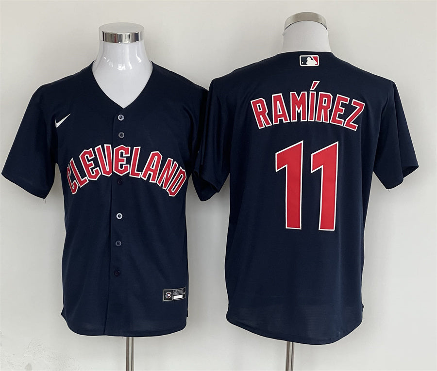 Men's Cleveland Guardians Jose Ramirez Navy Replica Player Jersey1