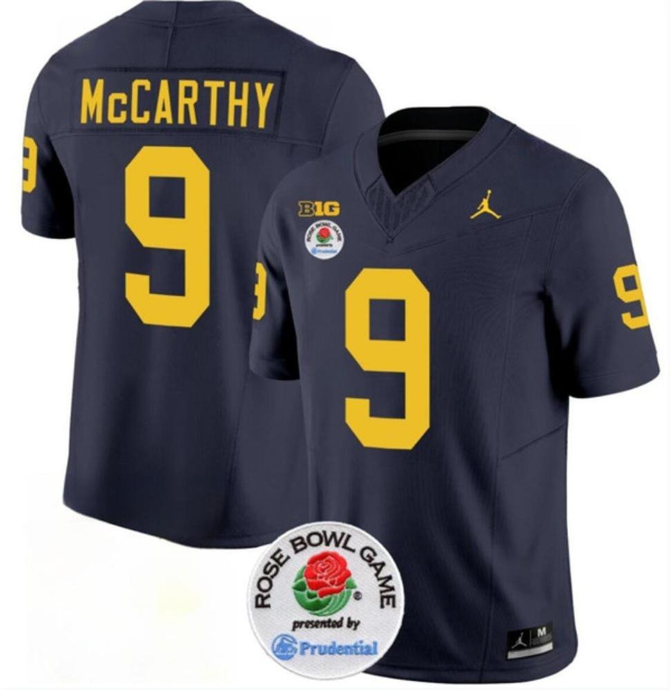 J.J. McCarthy Michigan Wolverines Rosebowl Jersey Navy