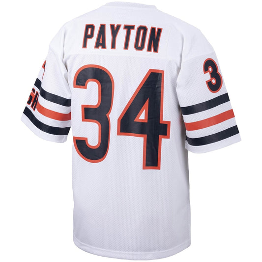 C.Bears #34 Walter Payton Mitchell & Ness White Big & Tall 1985 Retired Player Replica Jersey