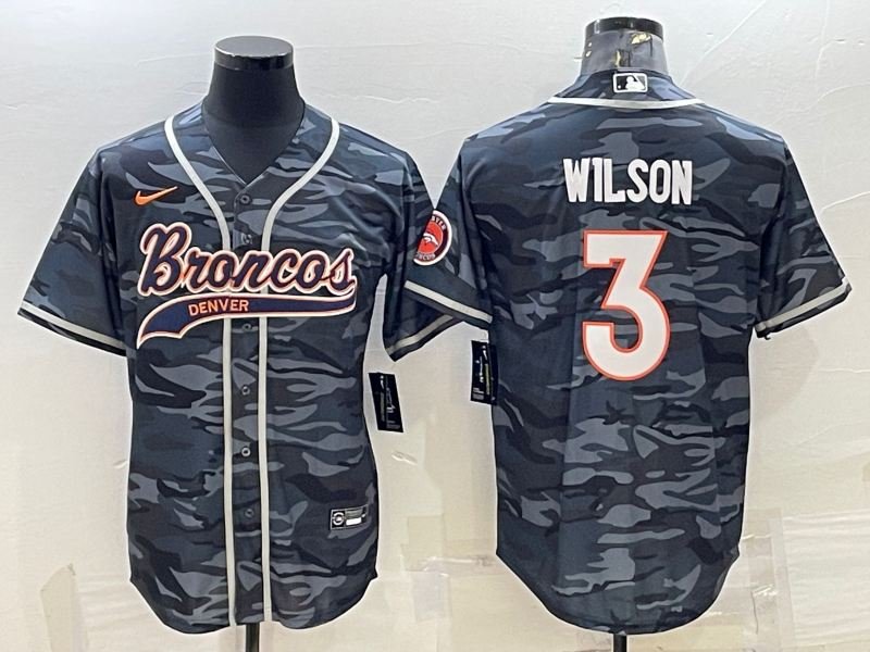 Men's Denver Broncos Russell Wilson Grey Camouflage Game Jersey Joint Edition
