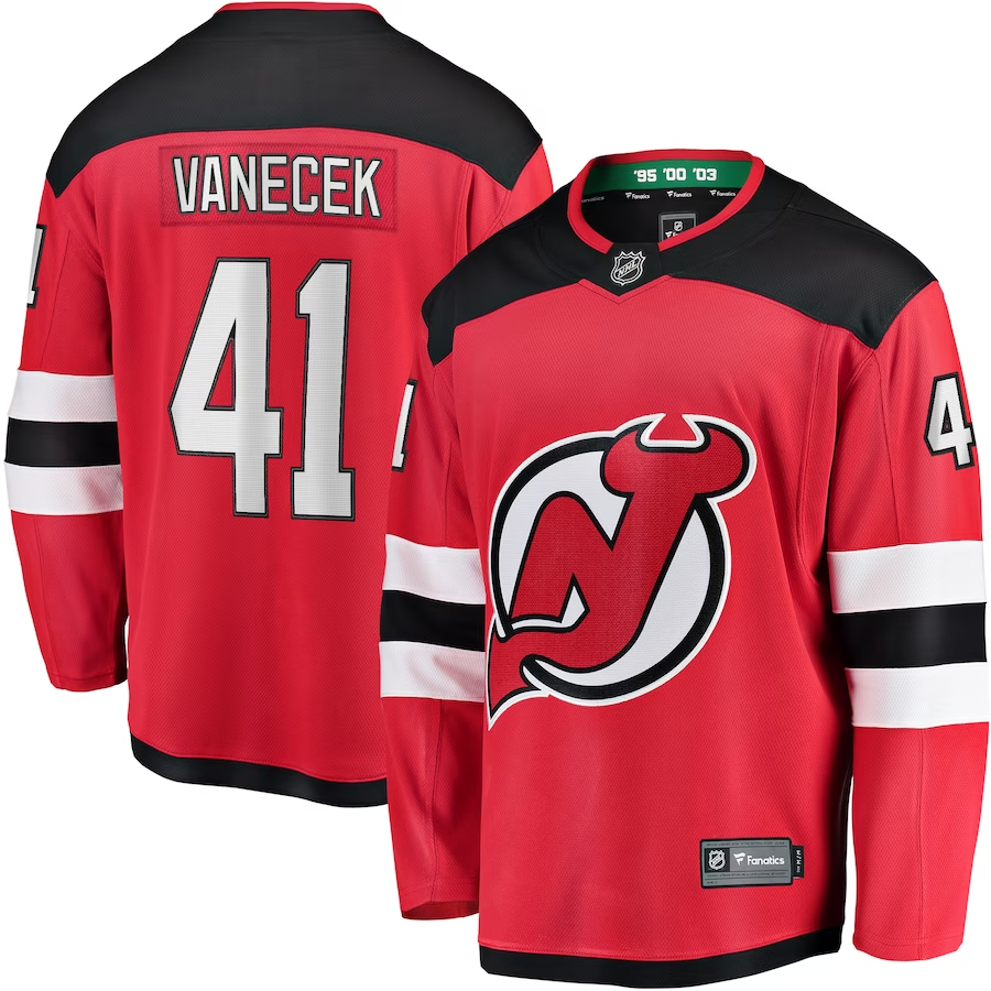 Men's New Jersey Devils Vitek Vanecek Red Player Game Jersey
