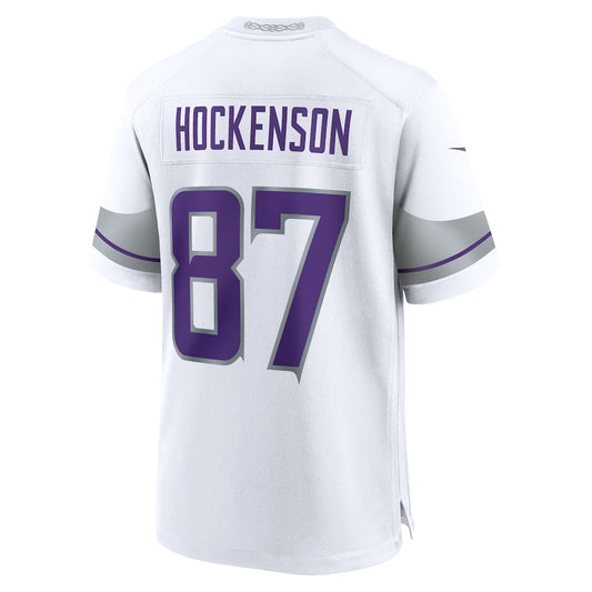 M.Vikings #87 T.J. Hockenson White Alternate Game Player Jersey