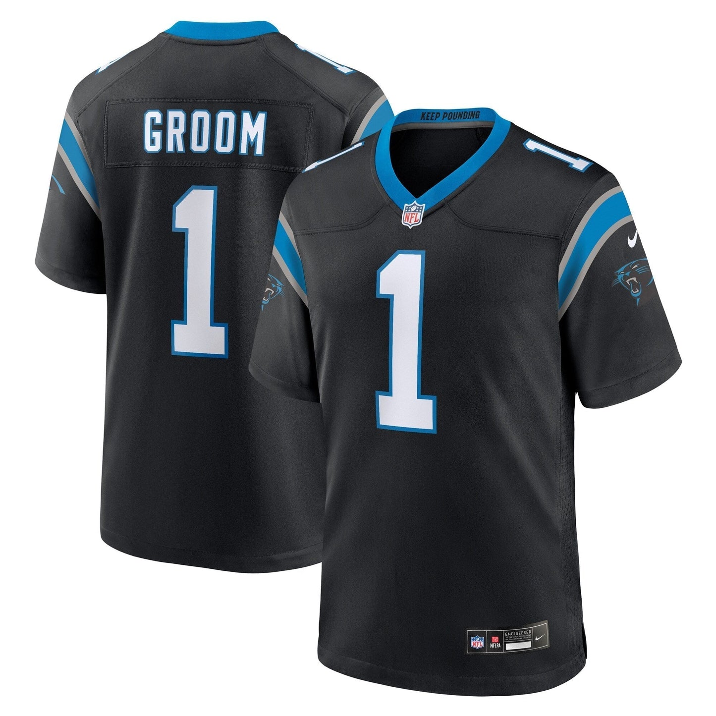 Number 1 Groom Carolina Panthers  Game Jersey - Black