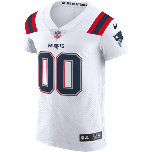 New England Patriots White Vapor Elite Custom Jersey