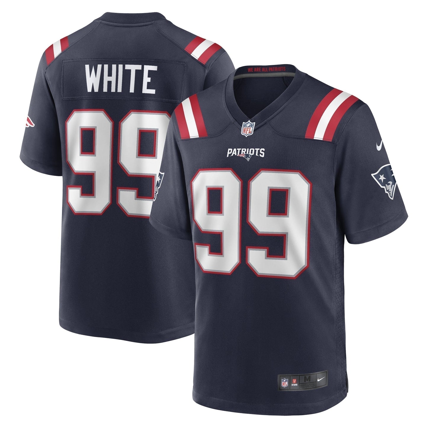Keion White New England Patriots   Game Jersey - Navy