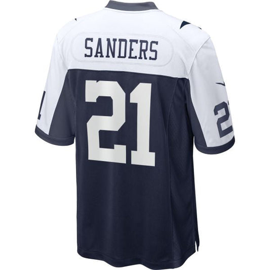 D.Cowboys #21 Deion Sanders Navy Game Team Jersey