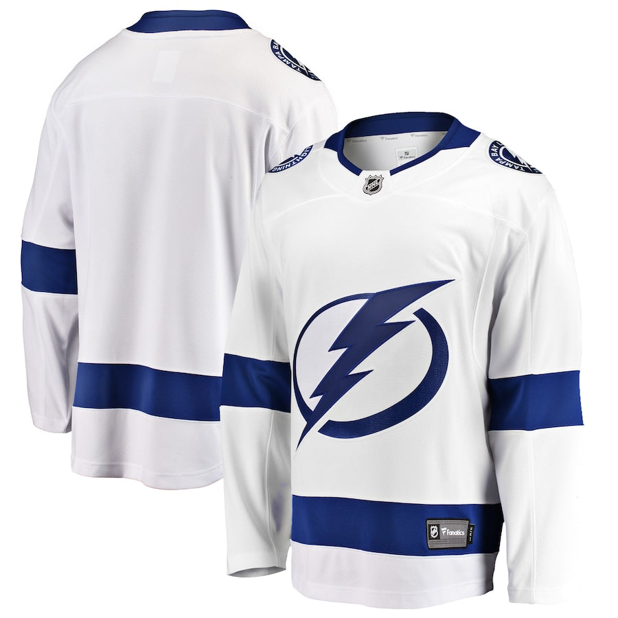 Custom Men's Tampa Bay Lightning White Breakaway Away Jersey