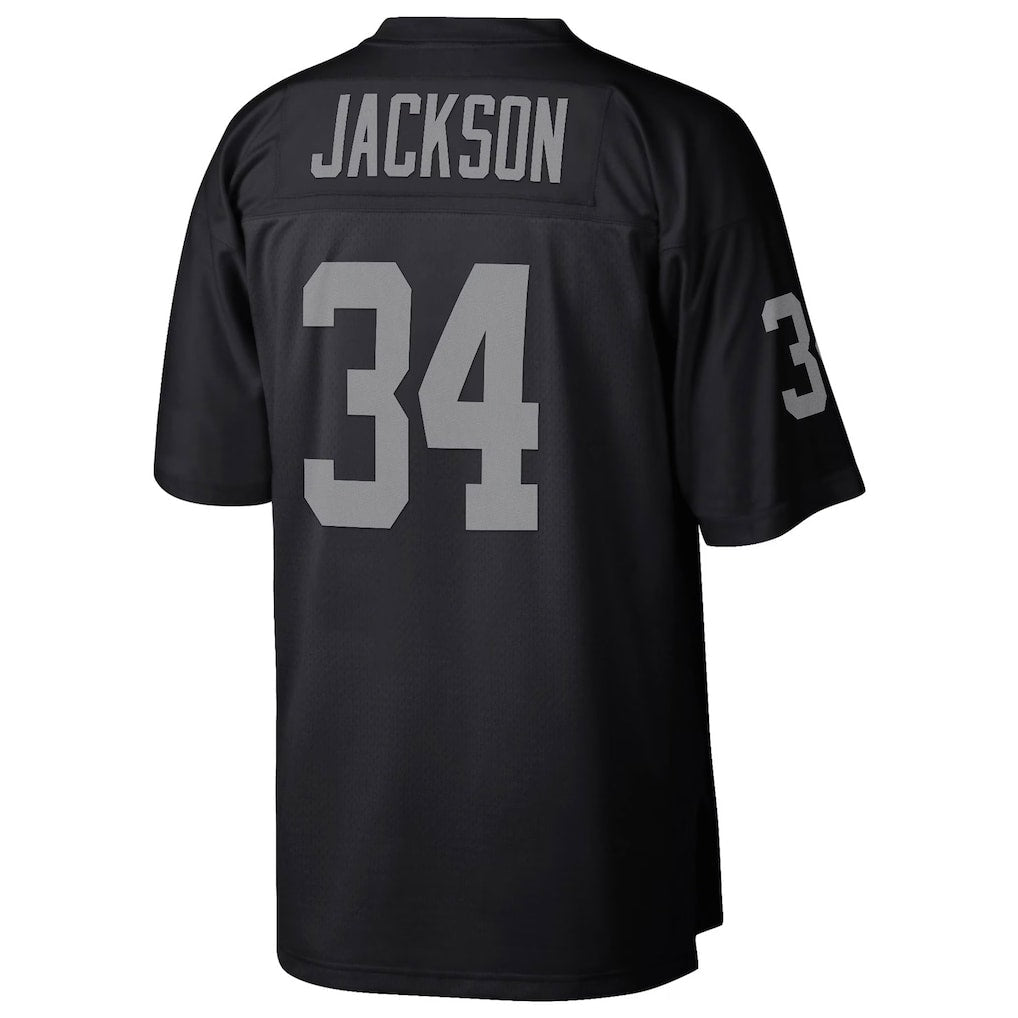 LV.Raiders #34 Bo Jackson Mitchell & Ness Black/Silver 1988 Split Legacy Replica Jersey
