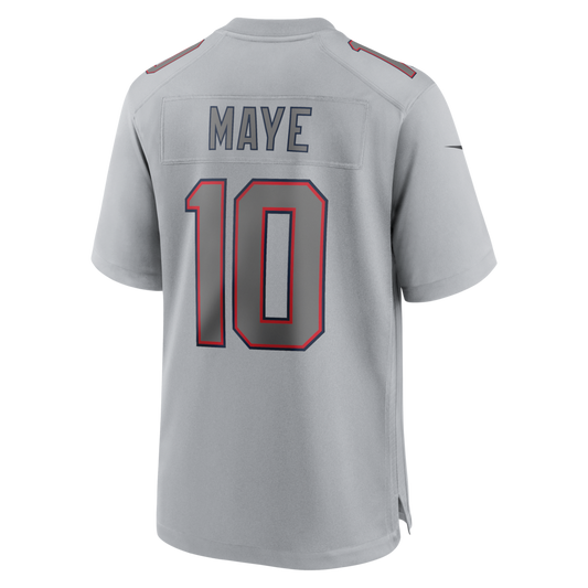NE.Patriots #10 Drake Maye Gray Atmosphere Fashion Game Jersey