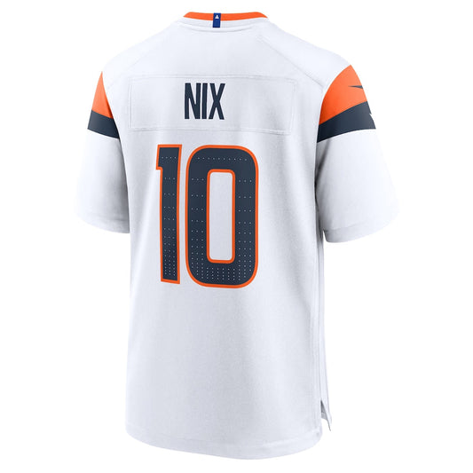 D.Broncos #10 Bo Nix White Game Jersey