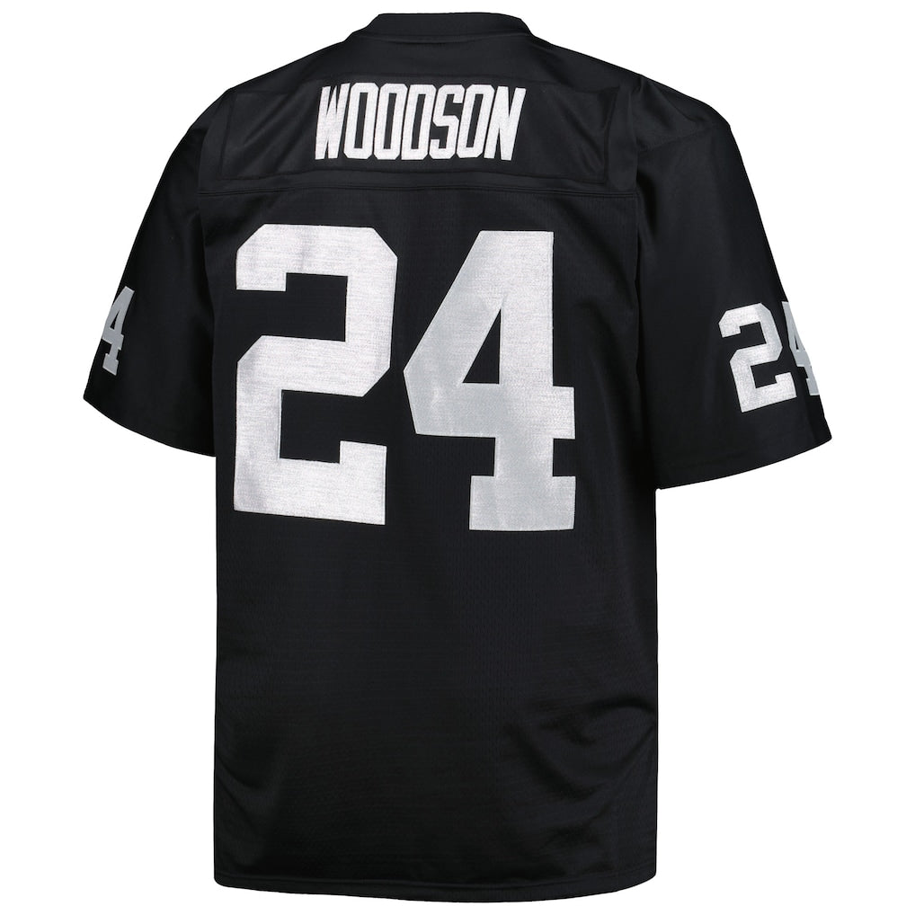 LV.Raiders #24 Charles Woodson Mitchell & Ness Black Big & Tall 1988 Retired Player Replica Jersey
