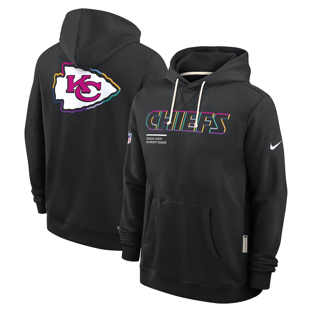 Men's Kansas City Chiefs  Black 2025 NFL Crucial Catch Sideline Standard Issue Dri-FIT Hoodie