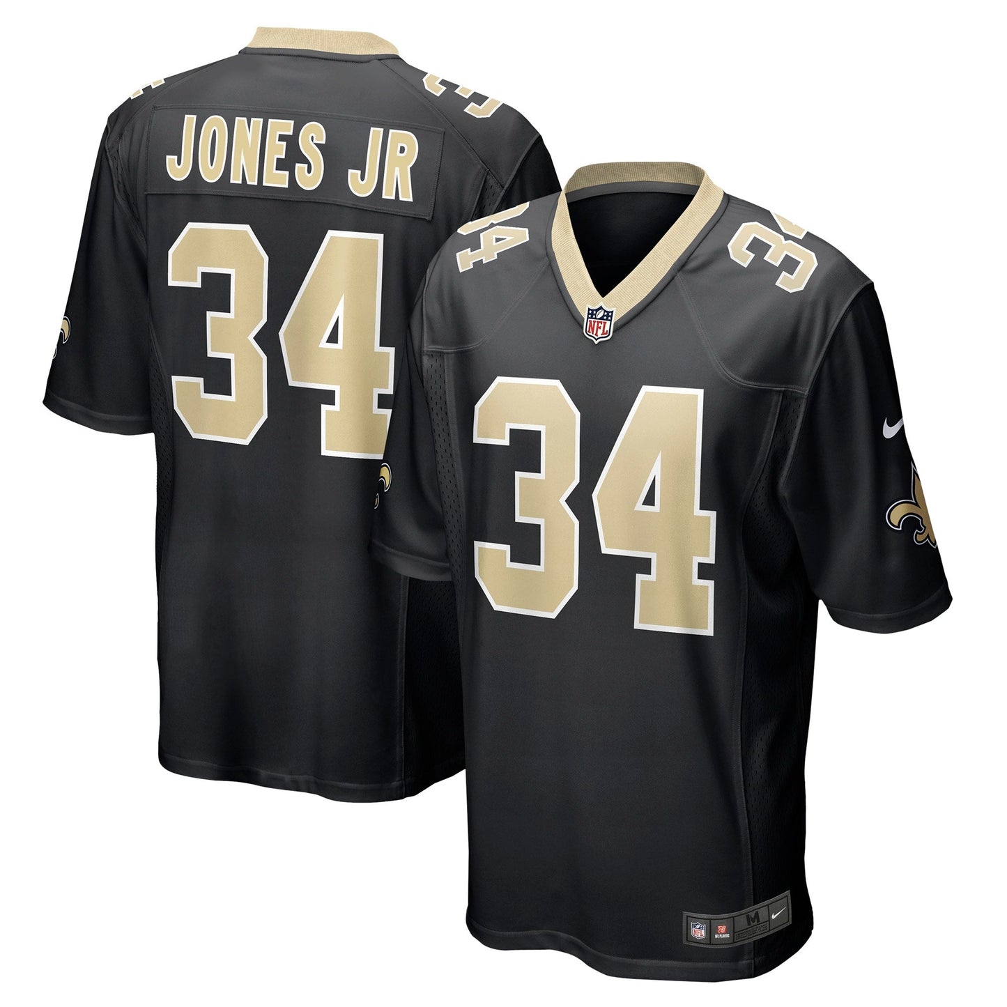 Tony Jones Jr. New Orleans Saints    Game Jersey - Black